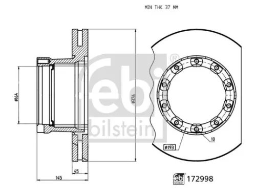 FEBI BILSTEIN 1x Brake Disc (172998)