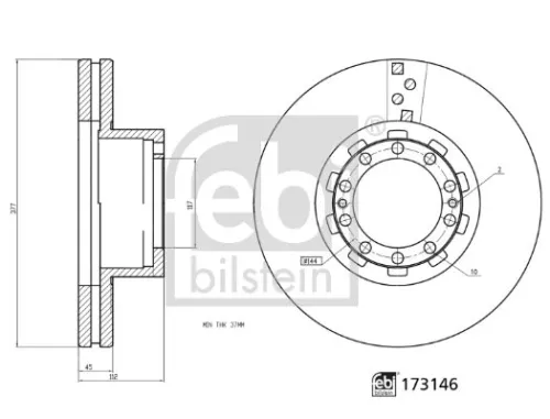 FEBI BILSTEIN 1x Brake Disc (173146)