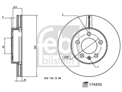 FEBI BILSTEIN 2x Brake Disc (174450)