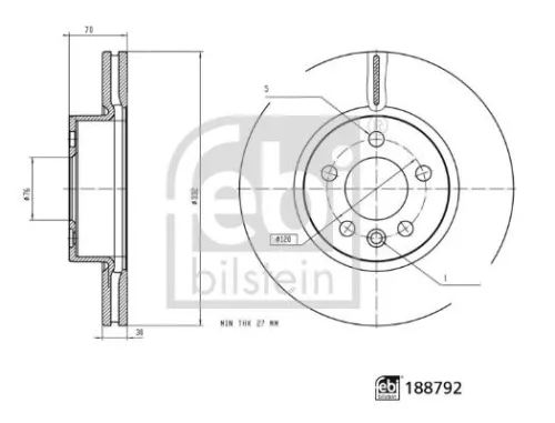FEBI BILSTEIN 1x Brake Disc (188792)