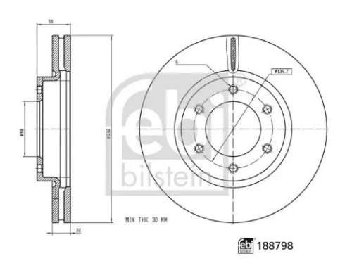 FEBI BILSTEIN 1x Brake Disc (188798)