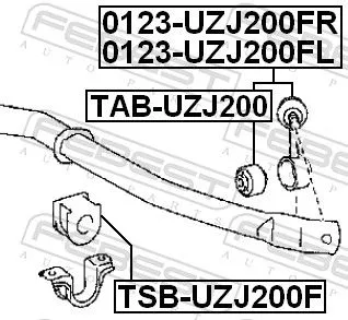 FEBEST Link/Coupling Rod, stabiliser bar (0123-UZJ200FR)