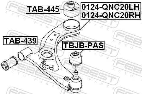 FEBEST Control/Trailing Arm, wheel suspension (0124-QNC20LH)