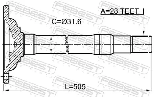 FEBEST Drive Shaft (0412-KH6WRH)
