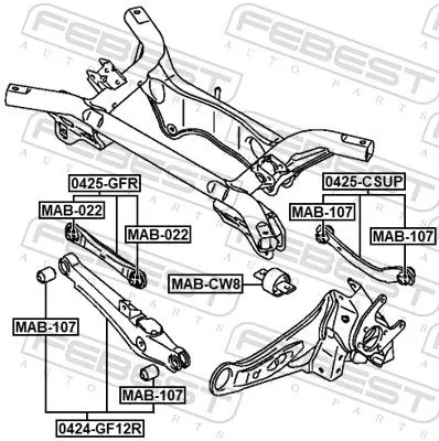 FEBEST Control/Trailing Arm, wheel suspension (0424-GF12R)