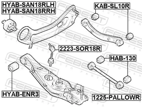 FEBEST Control/Trailing Arm, wheel suspension (1225-PALLOWR)