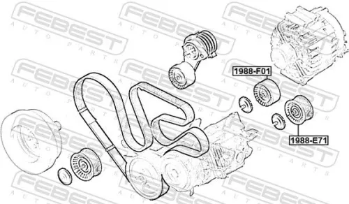 FEBEST Deflection/Guide Pulley, V-ribbed belt (1988-E71)