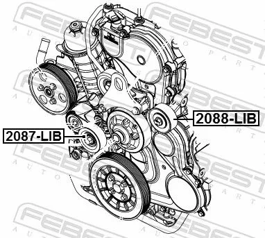 FEBEST Deflection/Guide Pulley, V-ribbed belt (2088-LIB)