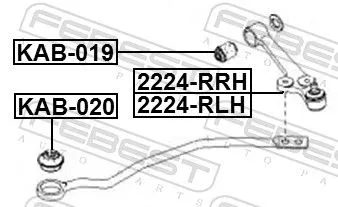 FEBEST Control/Trailing Arm, wheel suspension (2224-RRH)