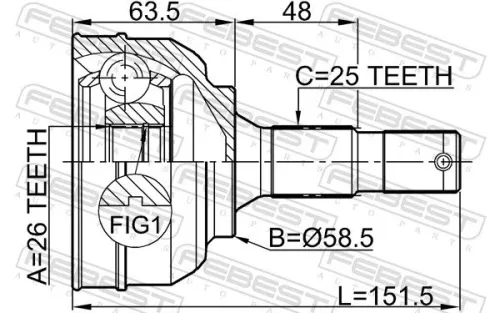FEBEST Joint Kit, drive shaft (2510-C5)