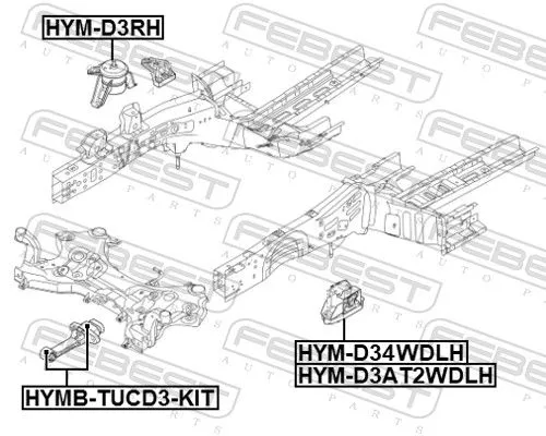 FEBEST Mounting, engine (HYMB-D3R-KIT)