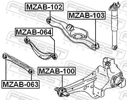 FEBEST Mounting, control/trailing arm (MZAB-100)