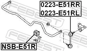 FEBEST Mounting, stabiliser bar (NSB-E51R)