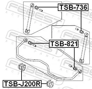 FEBEST Mounting, stabiliser bar (TSB-J200R)