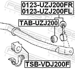 FEBEST Mounting, stabiliser bar (TSB-VDJ200F)