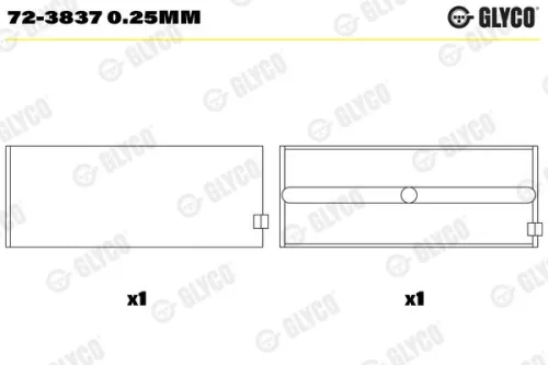 GLYCO Crankshaft Bearing (72-3837 0.25mm)