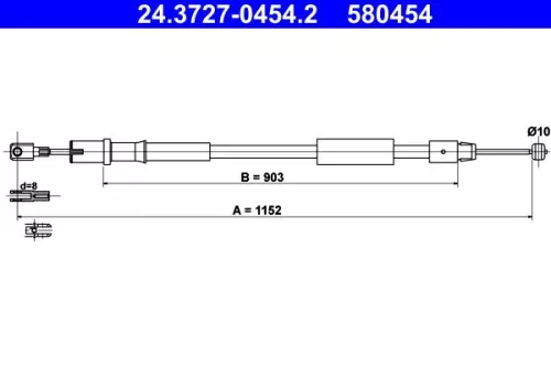 ATE Cable Pull, parking brake (24.3727-0454.2)