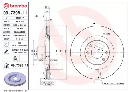 BREMBO Brake Disc (09.7398.11)