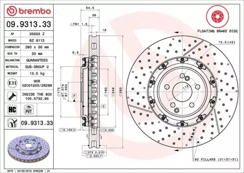 BREMBO Brake Disc (09.9313.33)