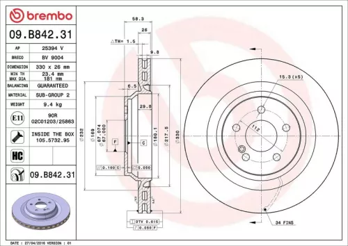 BREMBO Brake Disc (09.B842.31)