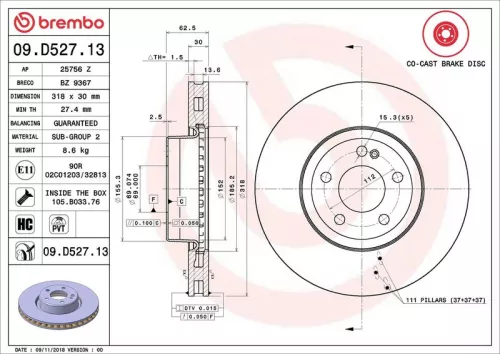 BREMBO Brake Disc (09.D527.13)