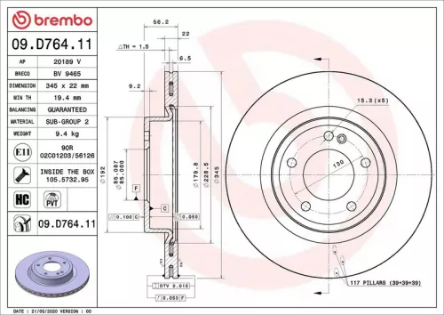 BREMBO Brake Disc (09.D764.11)