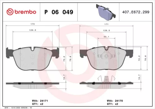 BREMBO Brake Pad Set, disc brake (P 06 049)