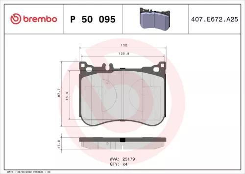 BREMBO Brake Pad Set, disc brake (P 50 095)