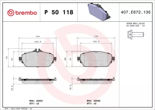 BREMBO Brake Pad Set, disc brake (P 50 118)