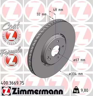 ZIMMERMANN Brake Disc (400.3669.75)
