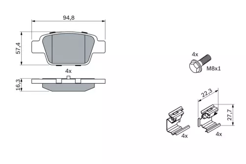 BOSCH Brake Pad Set, disc brake (0986494030)