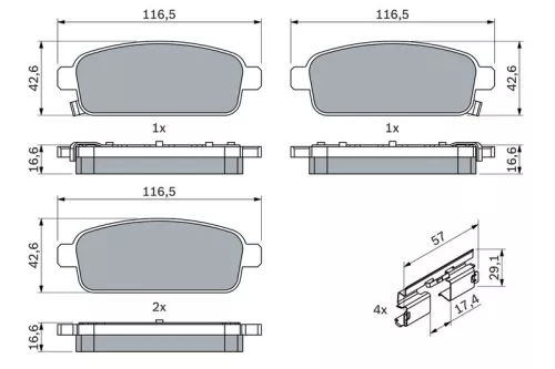 BOSCH Brake Pad Set, disc brake (0986494634)