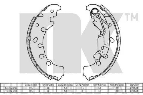 NK Brake Shoe Set (2723730)