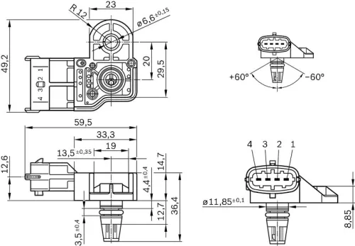 BOSCH Sensor, boost pressure (0281006076)