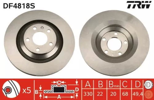 TRW Brake Disc (DF4818S)