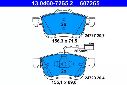 ATE Brake Pad Set, disc brake (13.0460-7265.2)