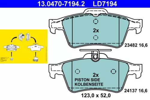 ATE Brake Pad Set, disc brake (13.0470-7194.2)