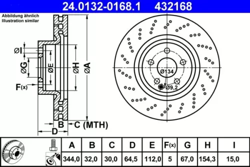 ATE Brake Disc (24.0132-0168.1)