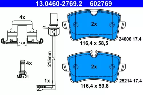 ATE Brake Pad Set, disc brake (13.0460-2769.2)