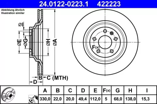 ATE Brake Disc (24.0122-0223.1)