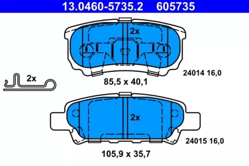 ATE Brake Pad Set, disc brake (13.0460-5735.2)