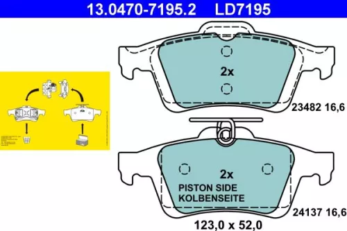 ATE Brake Pad Set, disc brake (13.0470-7195.2)