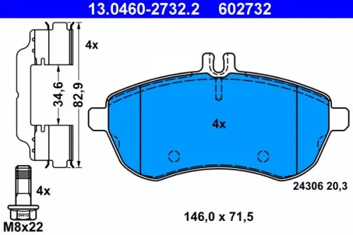 ATE Brake Pad Set, disc brake (13.0460-2732.2)