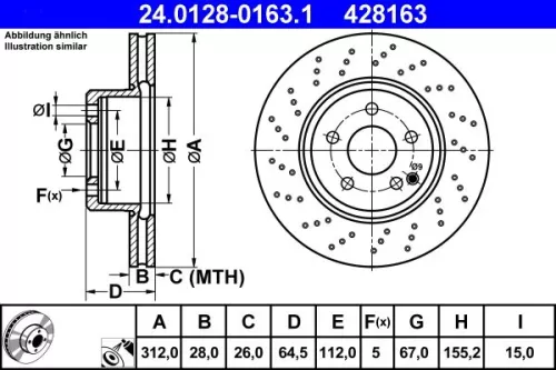 ATE Brake Disc (24.0128-0163.1)