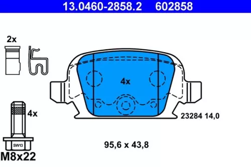 ATE Brake Pad Set, disc brake (13.0460-2858.2)