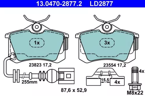 ATE Brake Pad Set, disc brake (13.0470-2877.2)