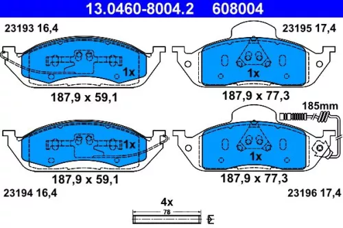 ATE Brake Pad Set, disc brake (13.0460-8004.2)