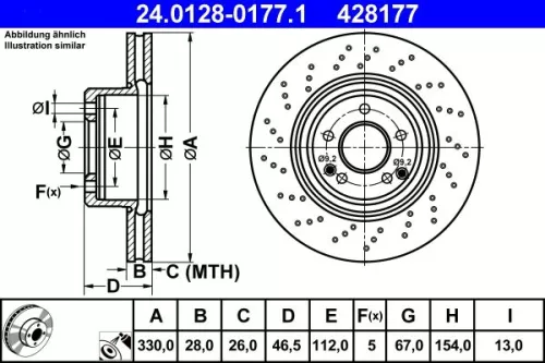 ATE Brake Disc (24.0128-0177.1)