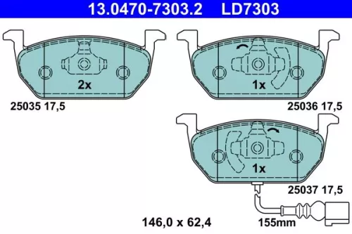 ATE Brake Pad Set, disc brake (13.0470-7303.2)