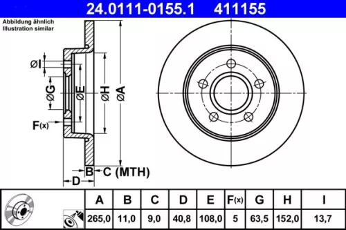 ATE Brake Disc (24.0111-0155.1)